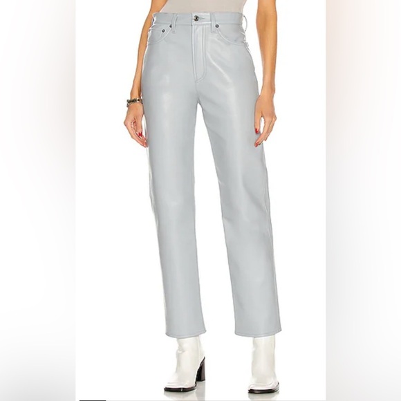 Agolde 90’s Pinch Waist Blue Leather Pants • 27 - Picture 1 of 11
